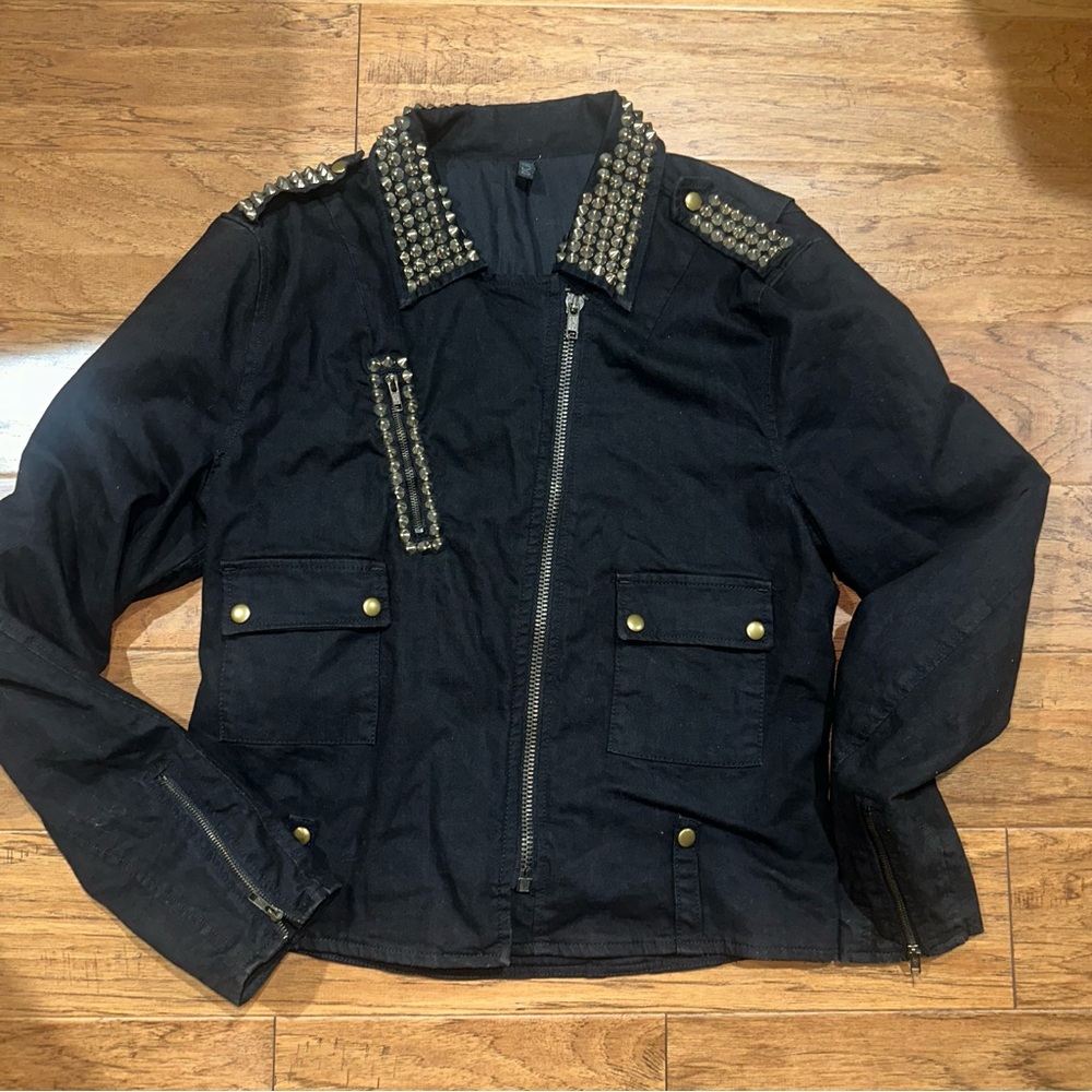 NYC BESS Studded Moto Jacket Rare Size Large Women's/ Men’s vintage